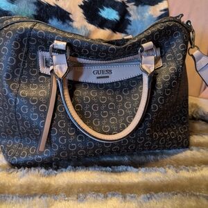 GUESS Monogram Black and Cream Satchel